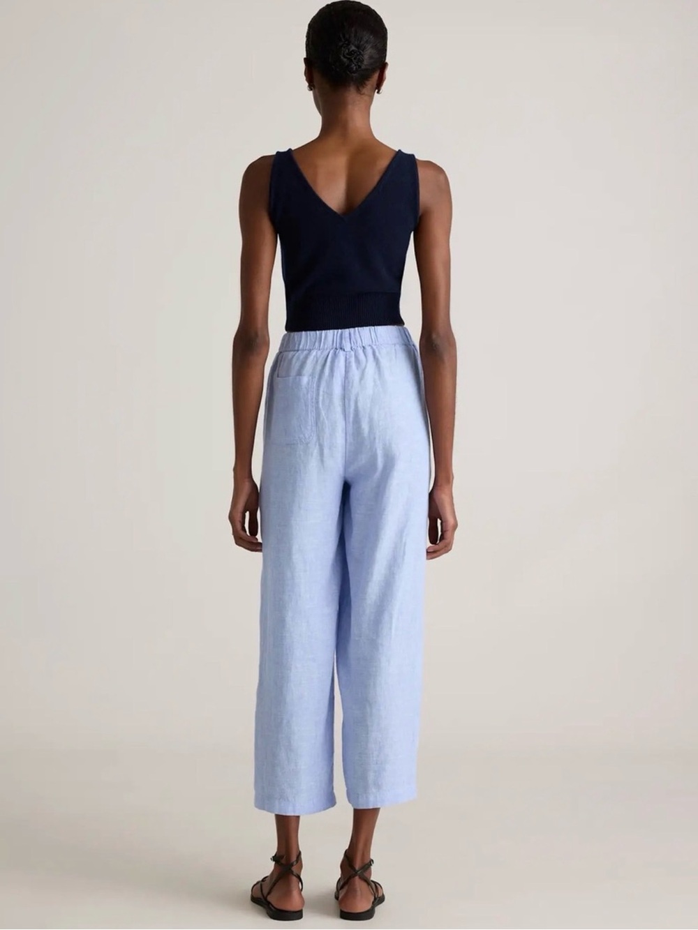 Quince 100% European Linen pull on Pants in French Blue - Picture 2 of 10